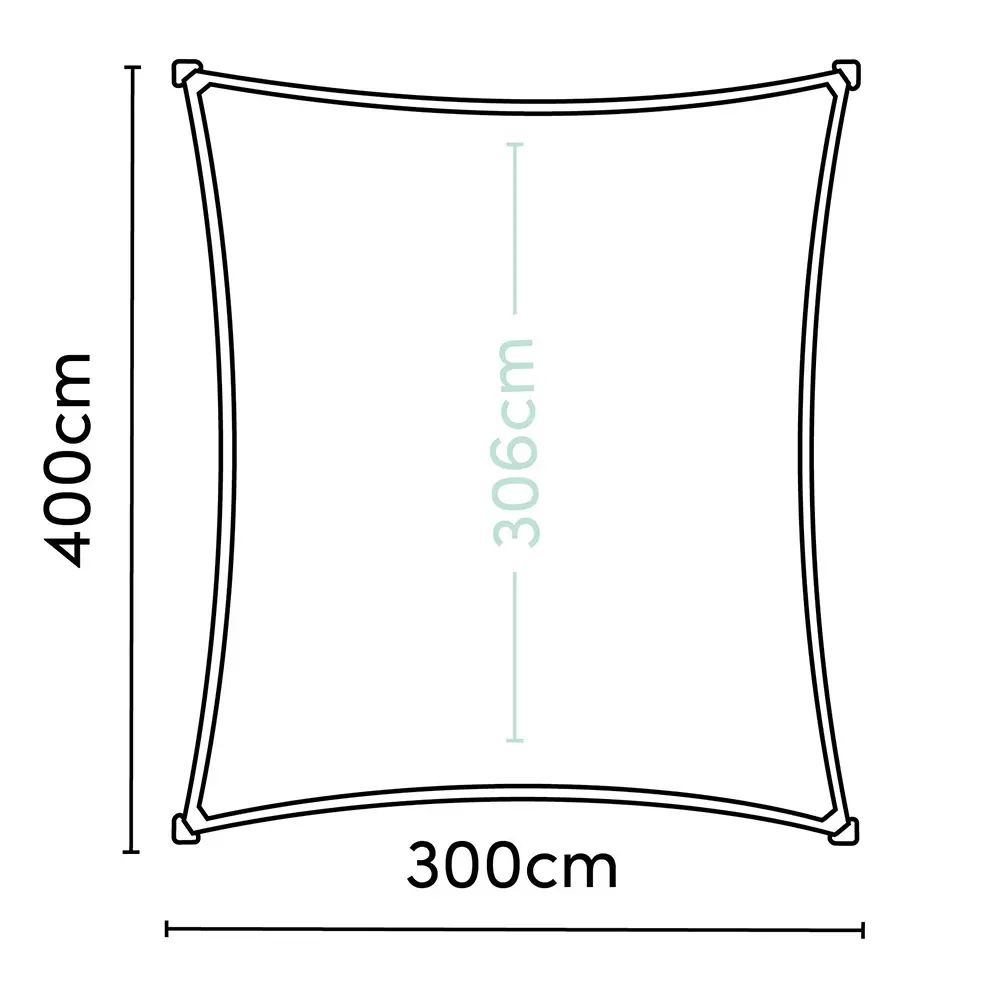 Coolfit solsegel rektangulärt 300x400cm grön 