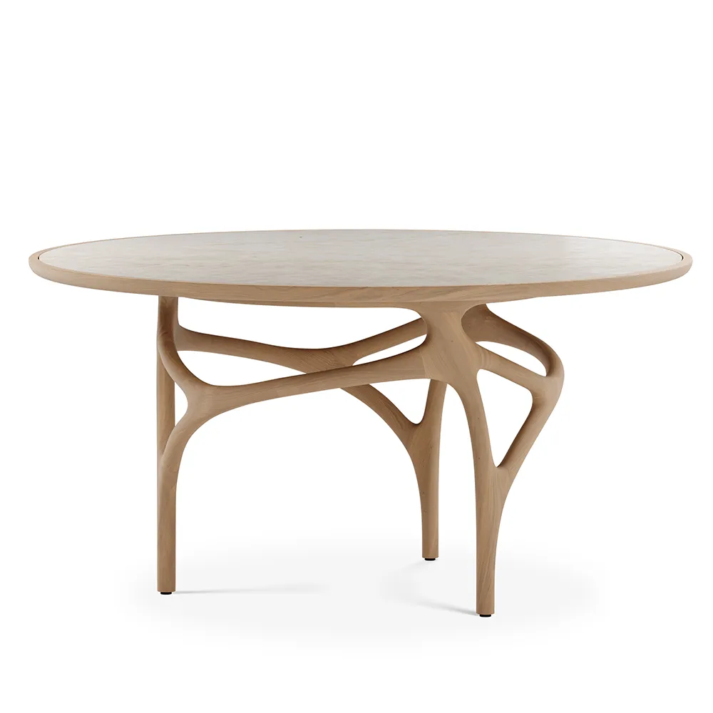 Cena matbord 150 cm lackad ek / beige quartzite