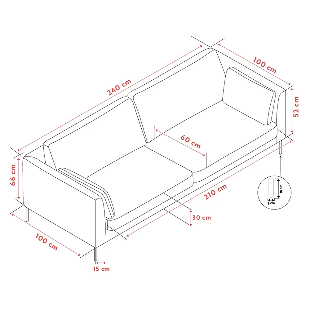 Corwin 3-sits soffa tyg Rita Ljusbeige