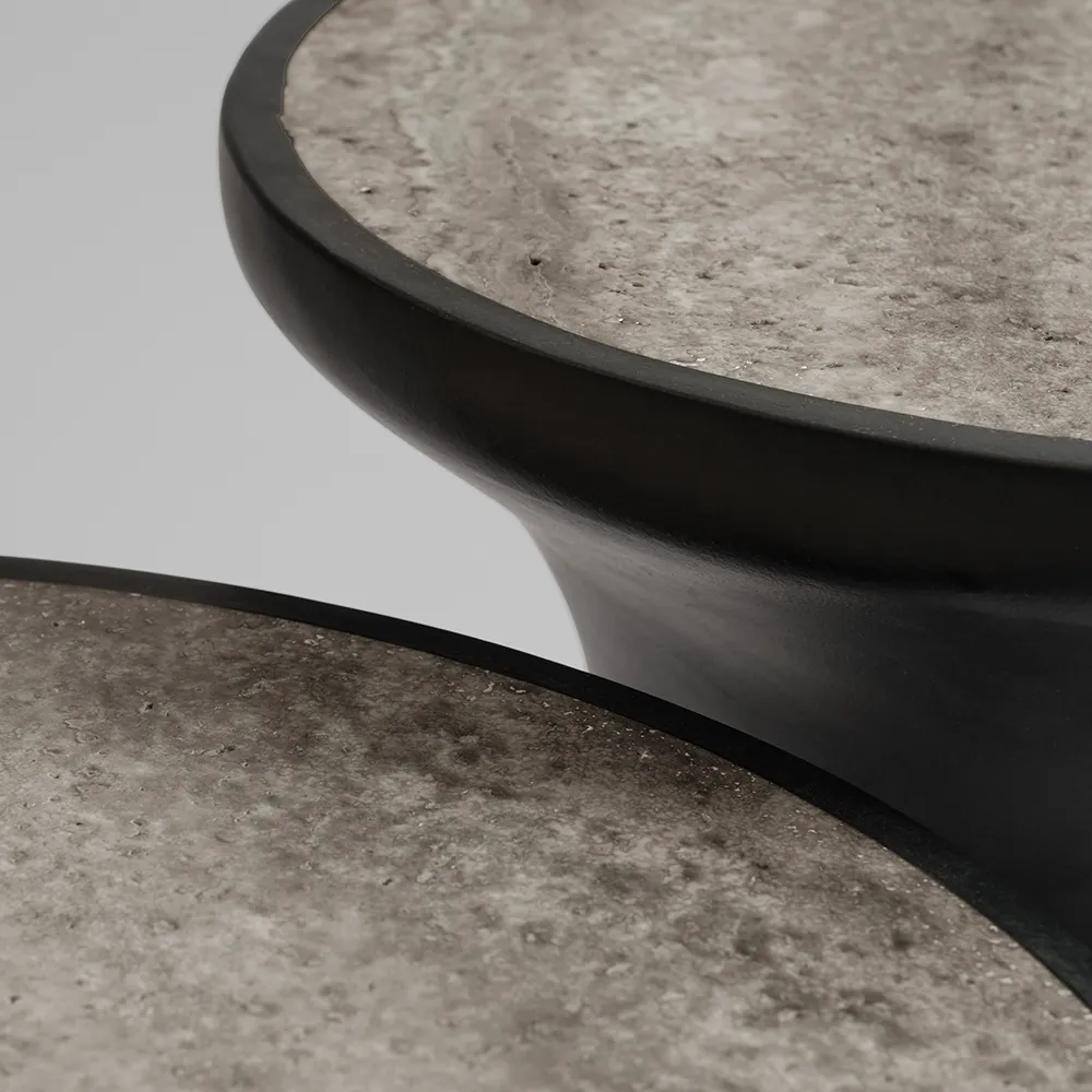 Trumpet Soffbord högt- Silver Travertine