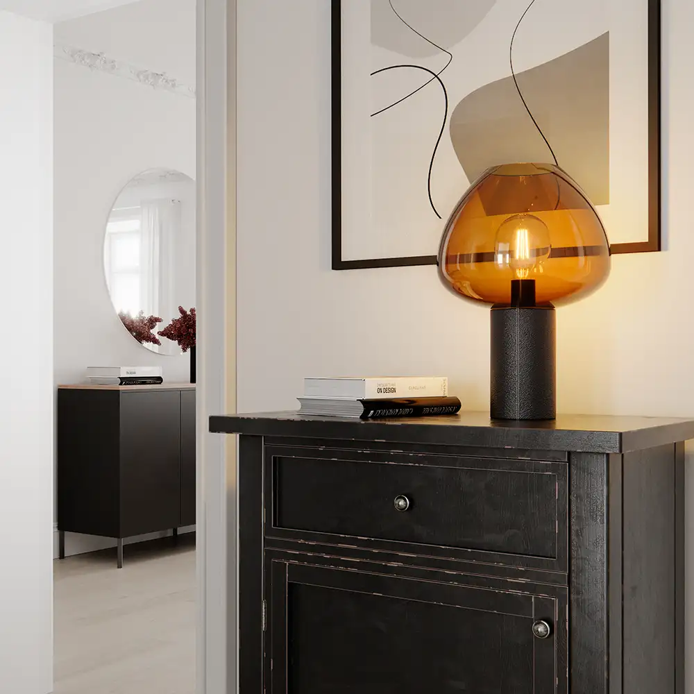 Cozy Bordslampa Svart/konjak