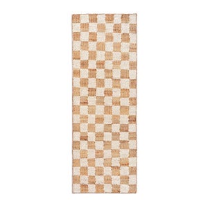 Handvävd Ullmatta Check 70x180 cm Off-White