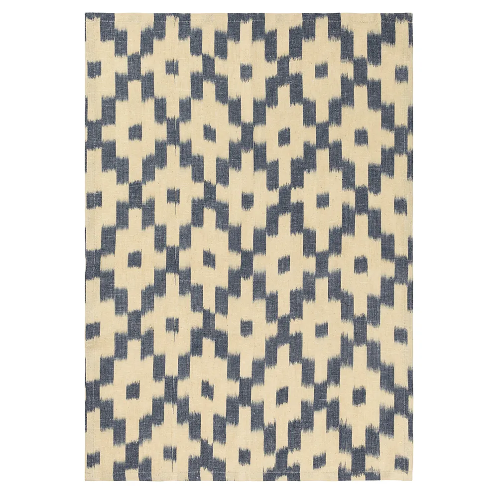 Ikat Kökshandduk - Ink Blue/Off-white