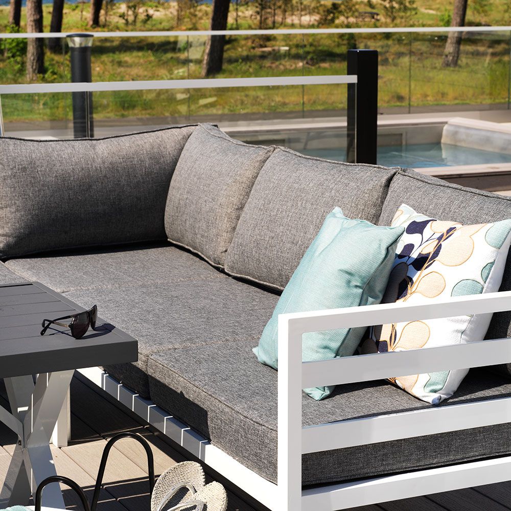 Weldon fotpall vit/grå 