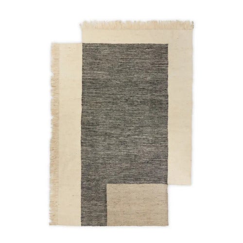 Counter Handvävd Ullmatta 200x300 cm - Charcoal/Off-white