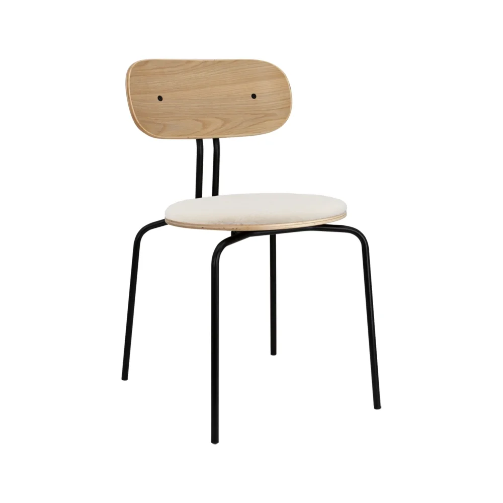 Curious Matstol Ek/Svart Metall Teddy White