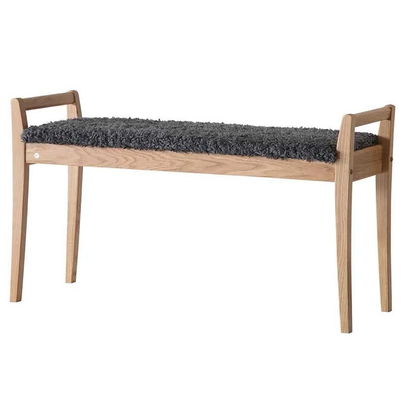 Meja Bänk Vitoljad Ek/Fårskinnslook Mörkgrå
