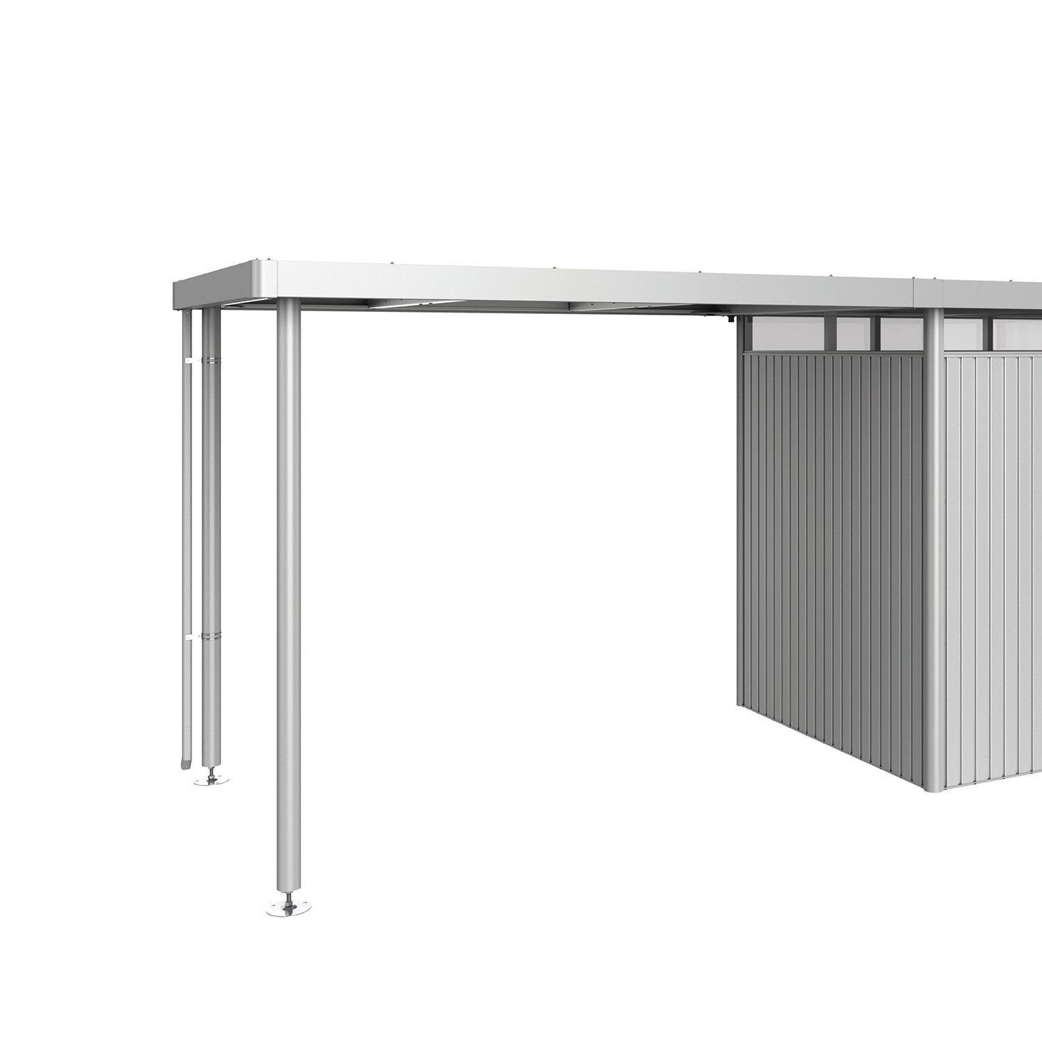 Highline sidotak trädgårdsskjul storlek h2 metallic silver