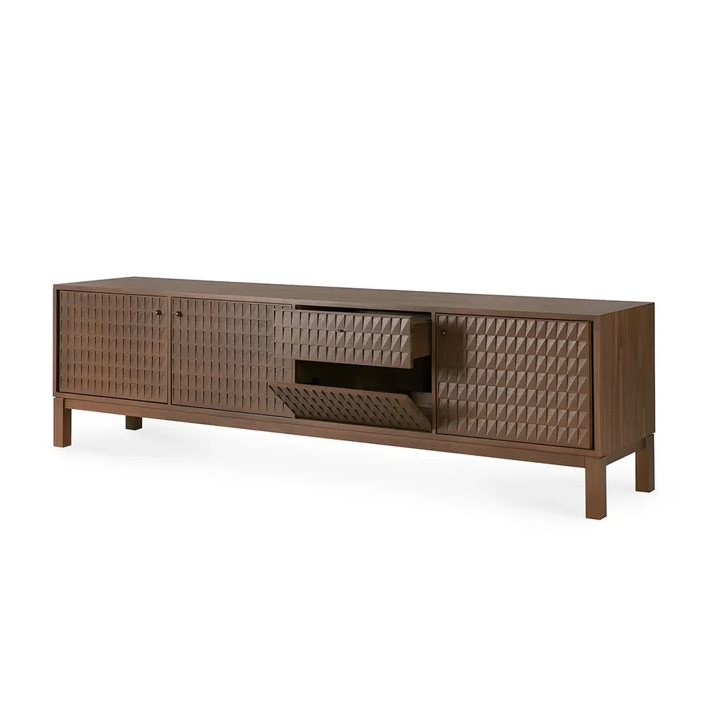 TV-bänk i teak Sono Light Brown L212 cm