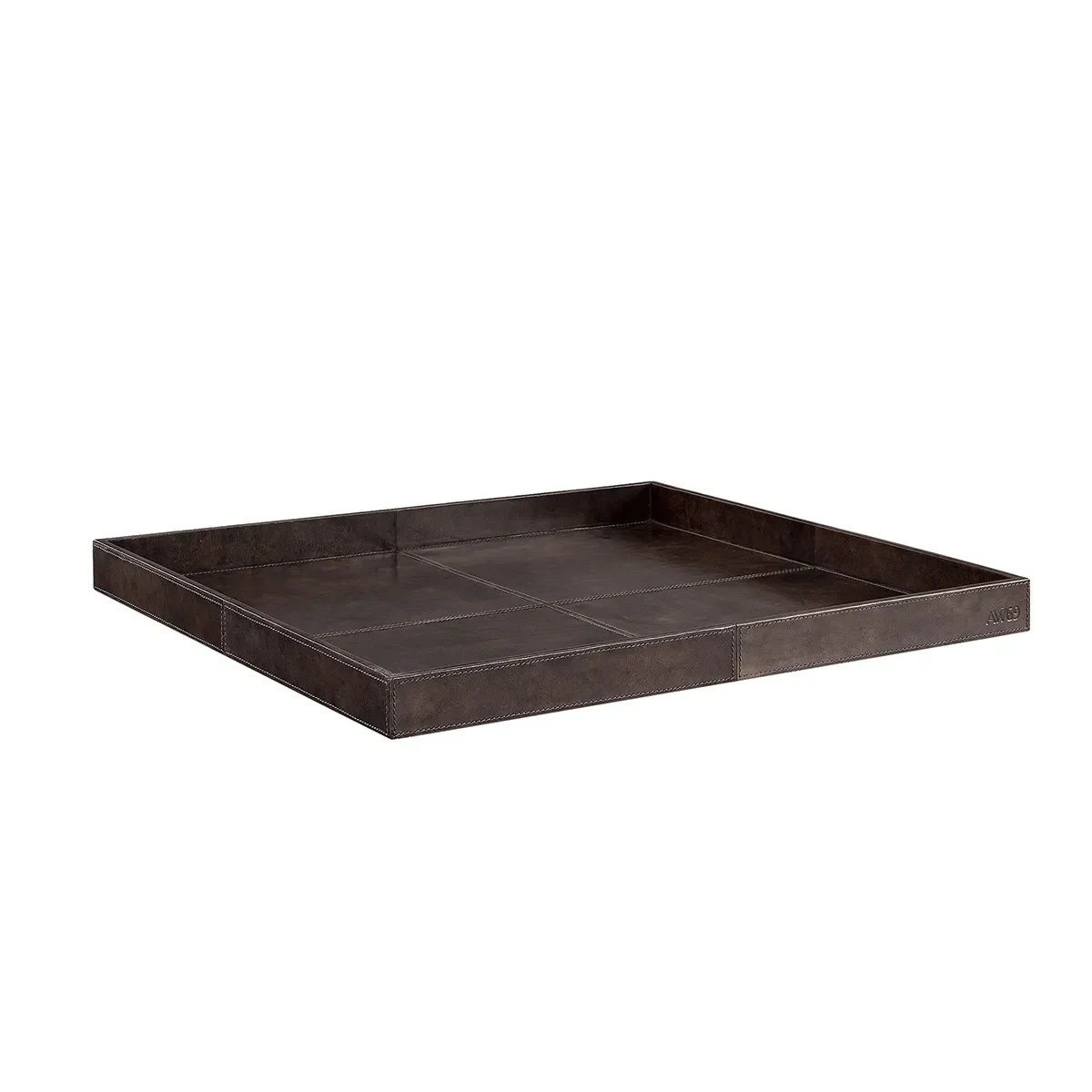 Fyrkantig bricka i läder Mendoza Deep brown