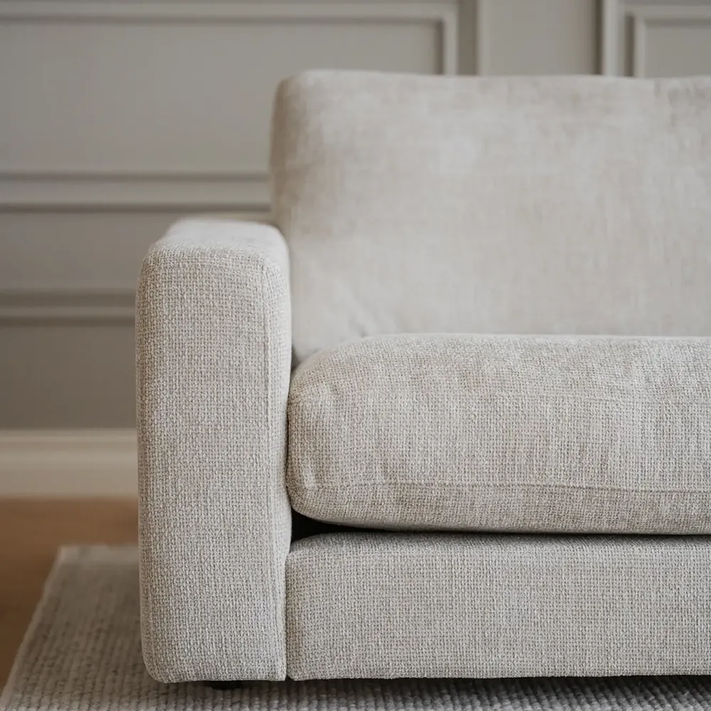 Duncan 1,5-sits armstöd vänster tyg Robin ljusgrå