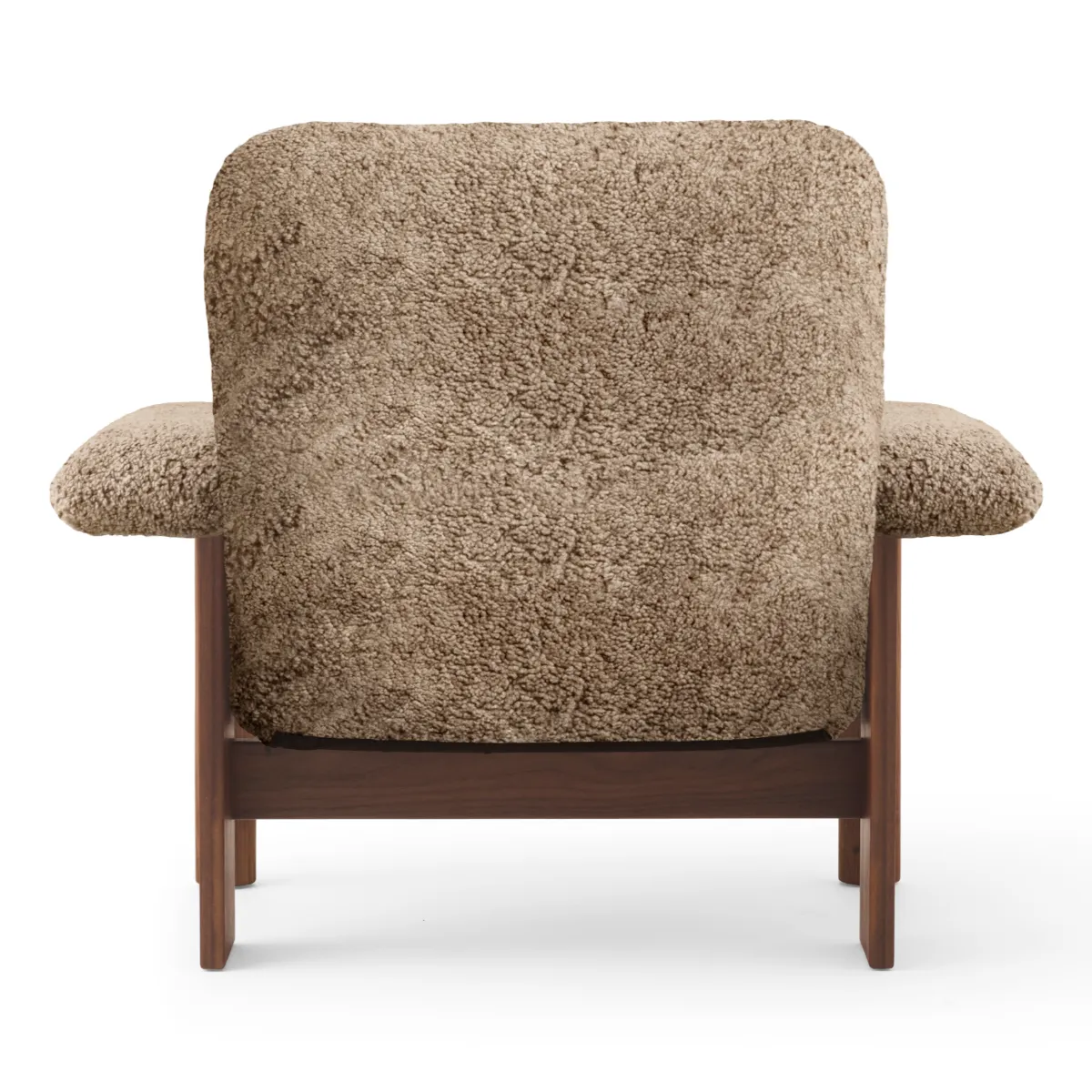 Brasilia loungestol hög rygg, valnöt, Sheepskin Nevotex Sahara