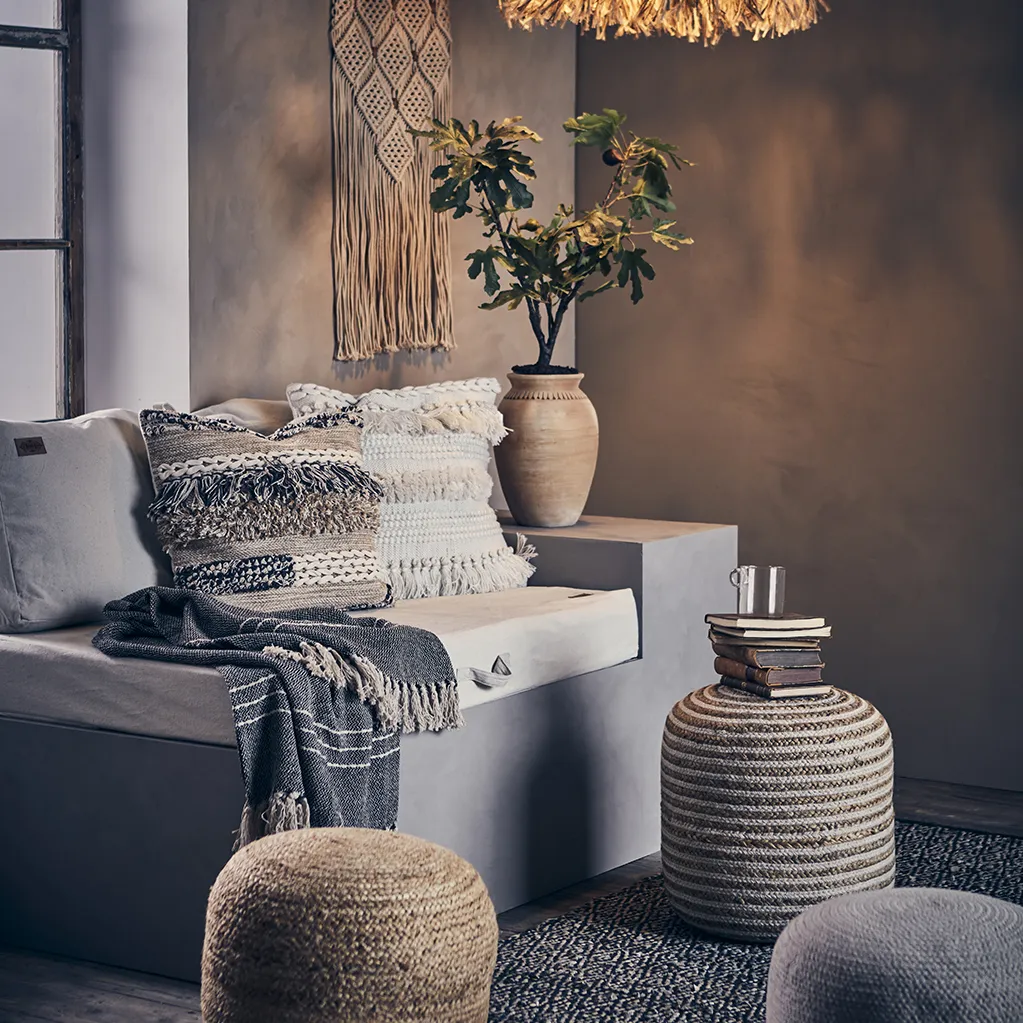 MINNA kuddfodral beige/grå/elfenben