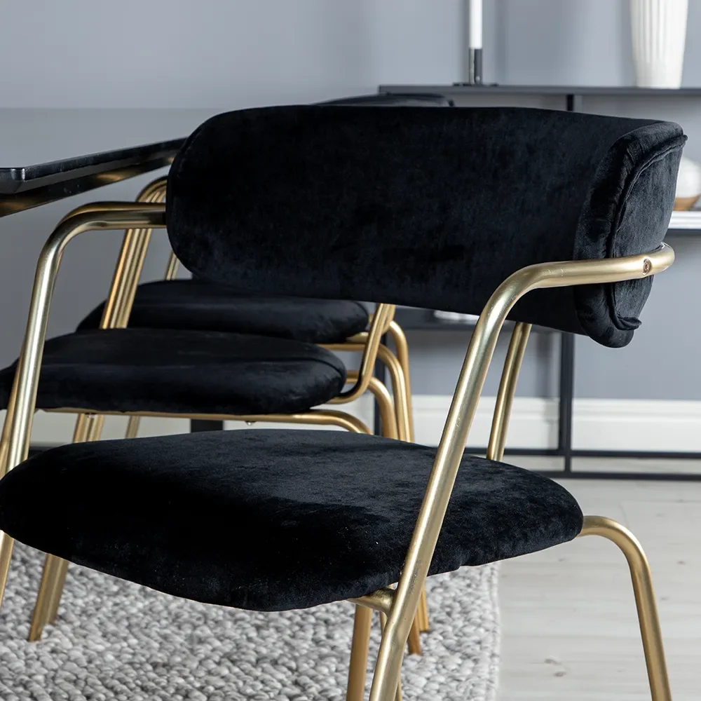 Arrow Matstol svart/mässing 2-pack