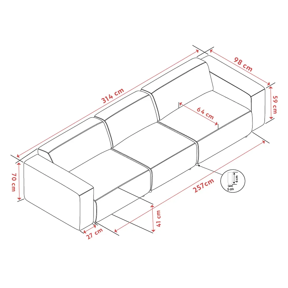 Willard soffa 4-sits tyg Alice ljusbeige