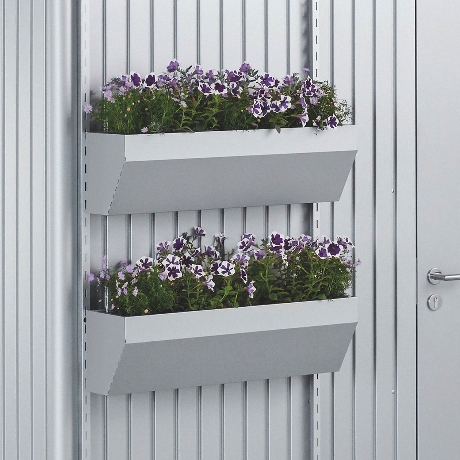 Floraboard trädgårdsskjul avantgarde/highline/panorama silver