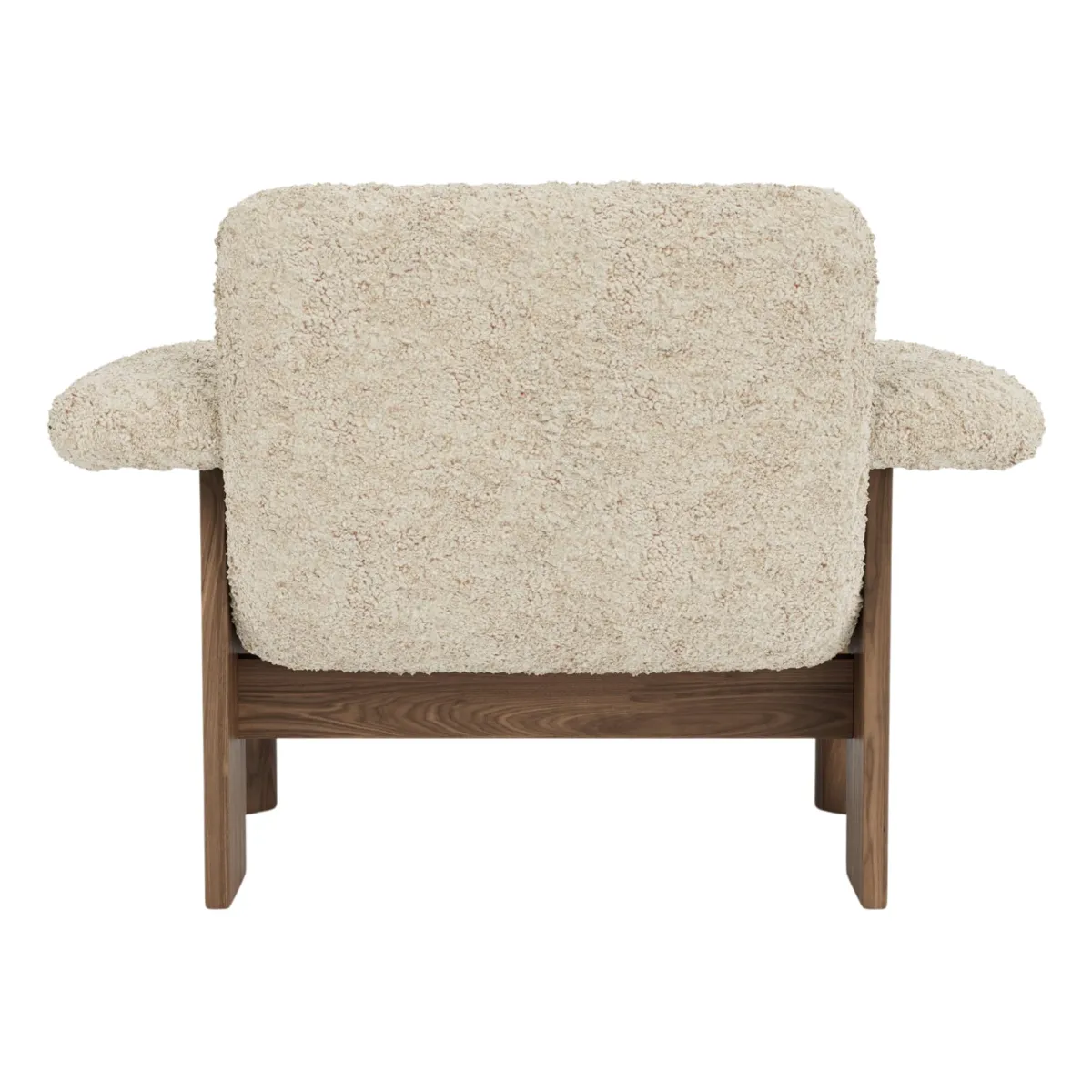 Brasilia loungestol helklädd låg rygg fyrbent underrede massiv valnöt Sheepskin Nevotex Nature
