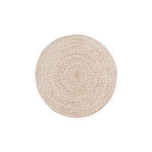 JUNI matta natur/vit Ø90 cm