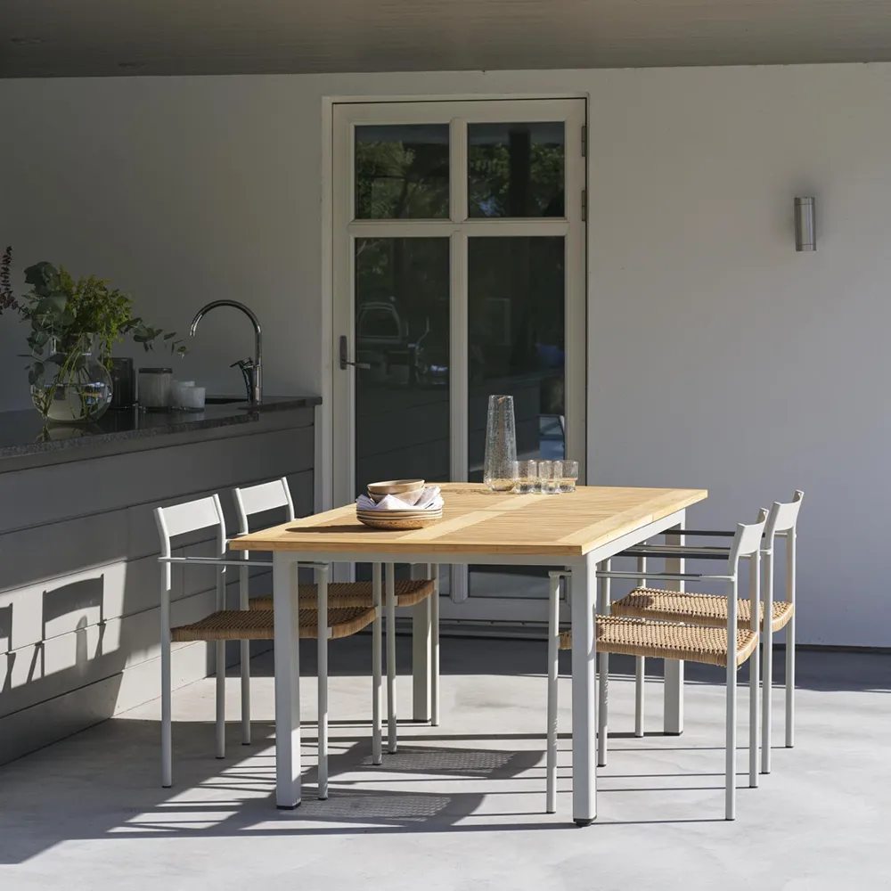 Lyon matbord  92x194-252 cm Ljusgrå/Teak