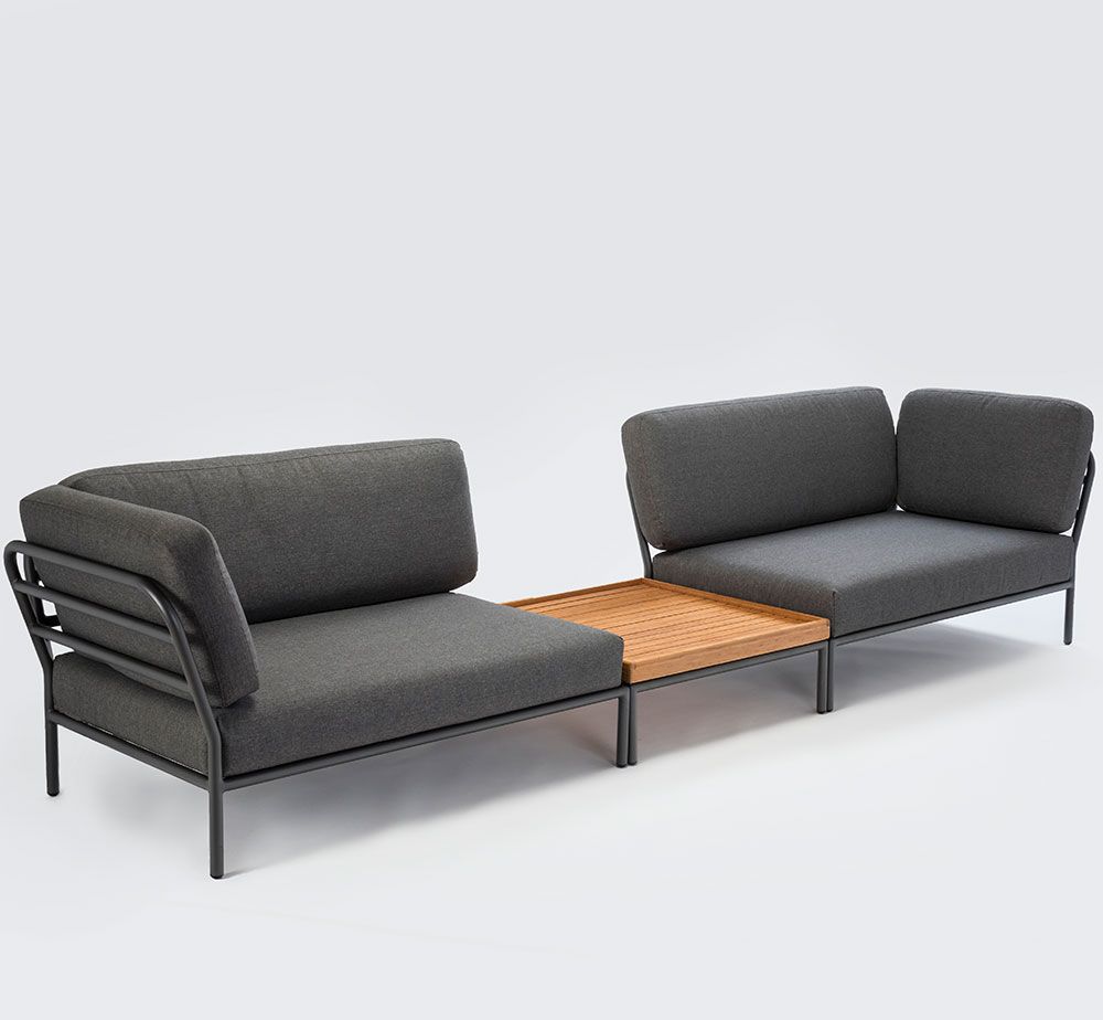 Level soffbord 41x81 cm grå aluminium 