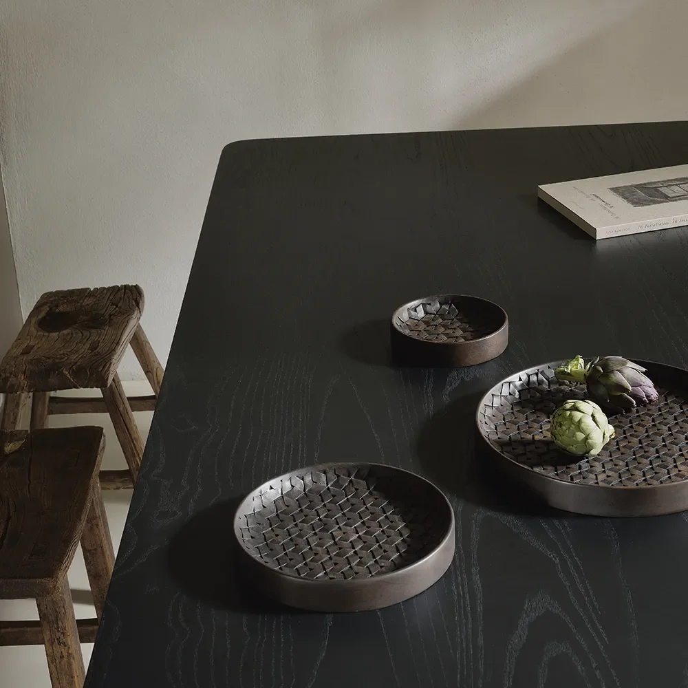 Tampa bricka mörkbrun mahogny-Set om 3