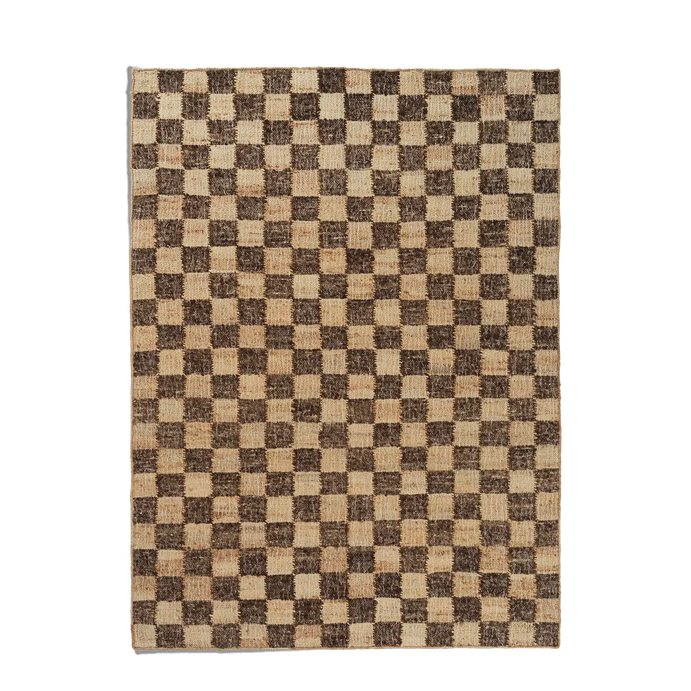 Handvävd Ullmatta Check 140x200 cm Coffee