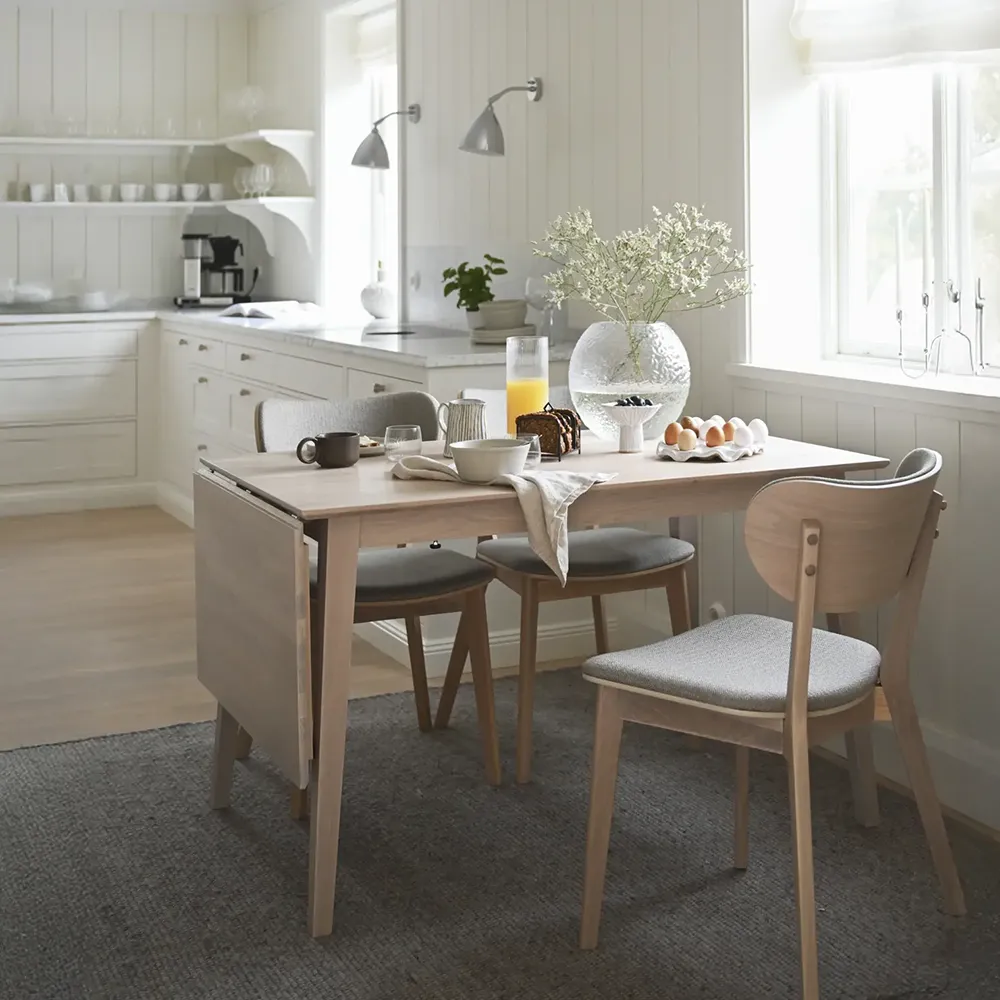 Filippa klaffbord 120-165x80 cm vitpigmenterad ek