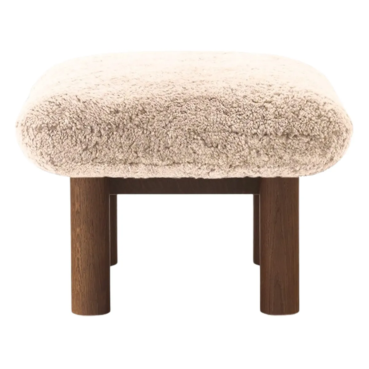 Brasilia pall i mörkbetsad massiv ek, Sheepskin Nevotex Nature