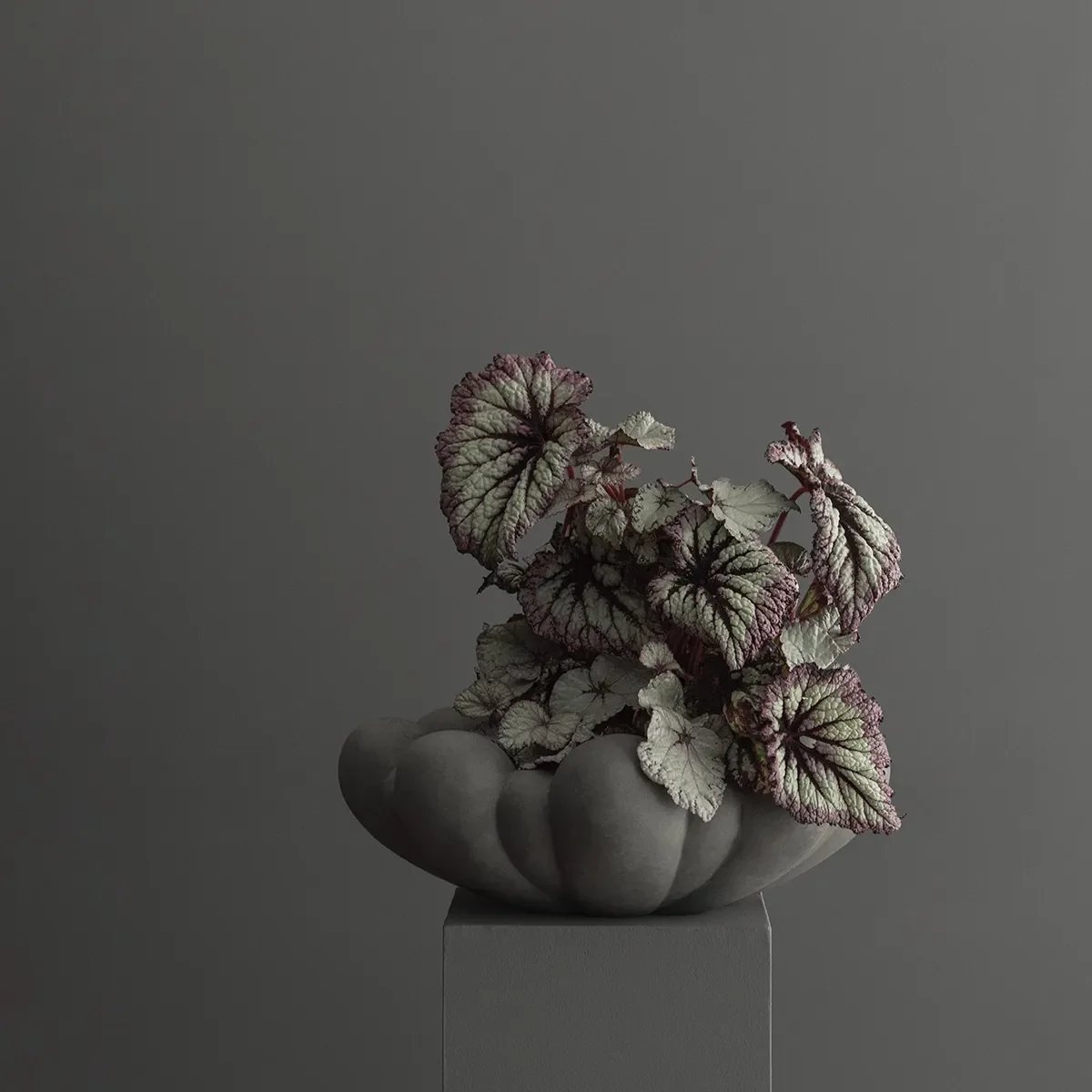 Handgjord Dekorationsskål Bloom Dark Grey Ø 44 cm