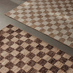Handvävd Ullmatta Check 140x200 cm Coffee