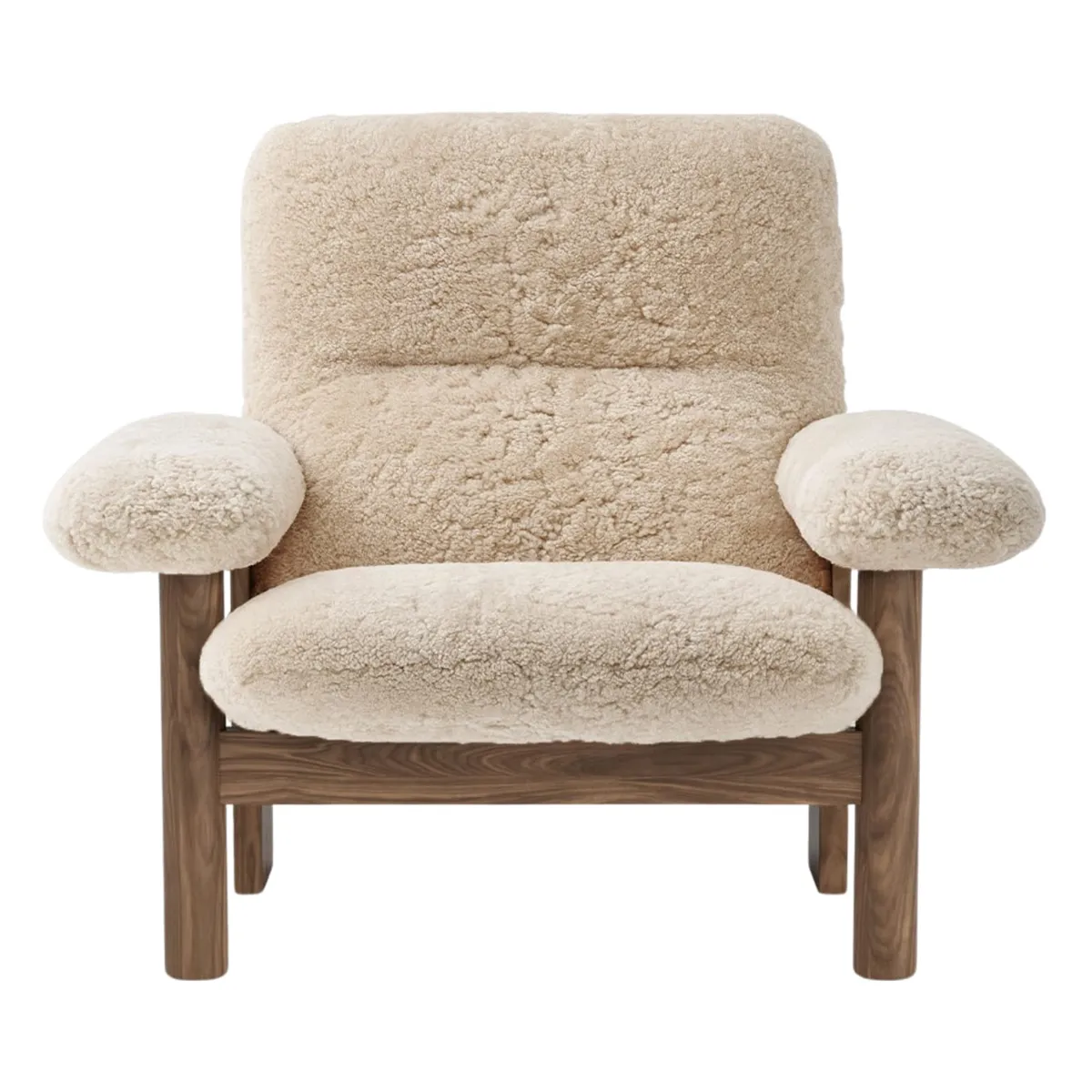 Brasilia loungestol valnöt, Sheepskin Nevotex Nature