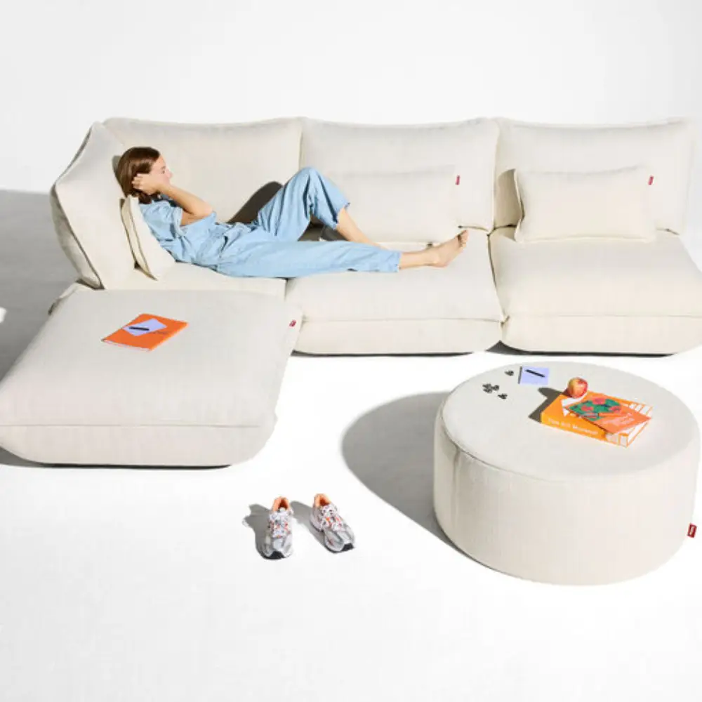 sumo fotpall boucle recycled creme