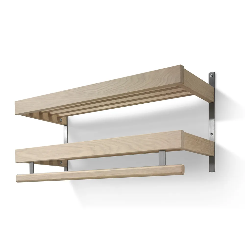 Nadja Hatthylla 80 cm 2 plan Vitoljad Ek/Slipat stål