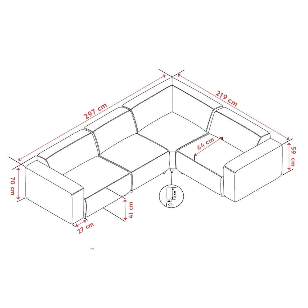 Willard hörnsoffa 2+3-sits tyg Alice ljusbeige