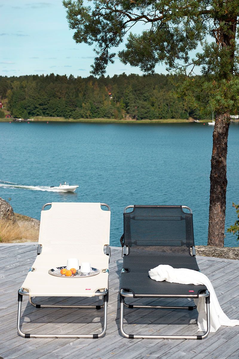 Amigo solsäng vit aluminium/textilene 