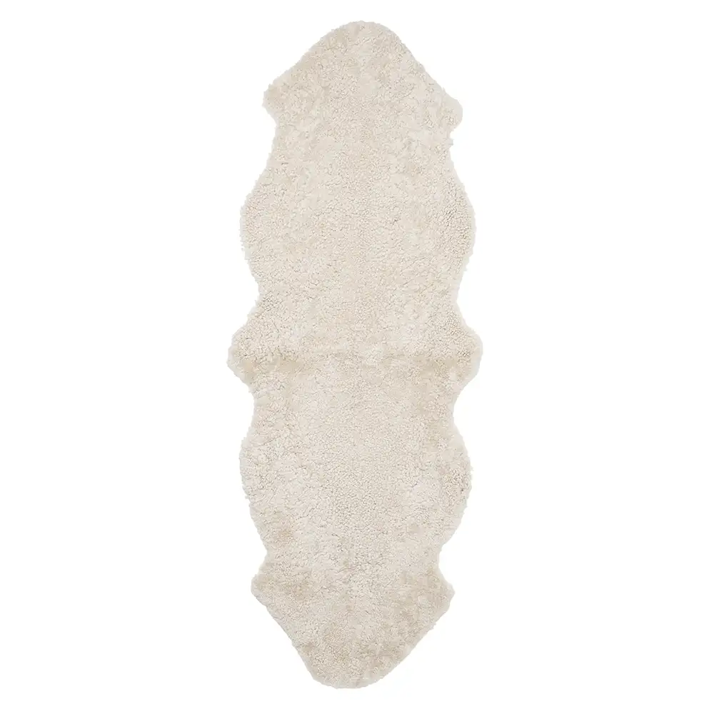 Curly Fårskinn dubbelt 60x180 cm Beige moonlight