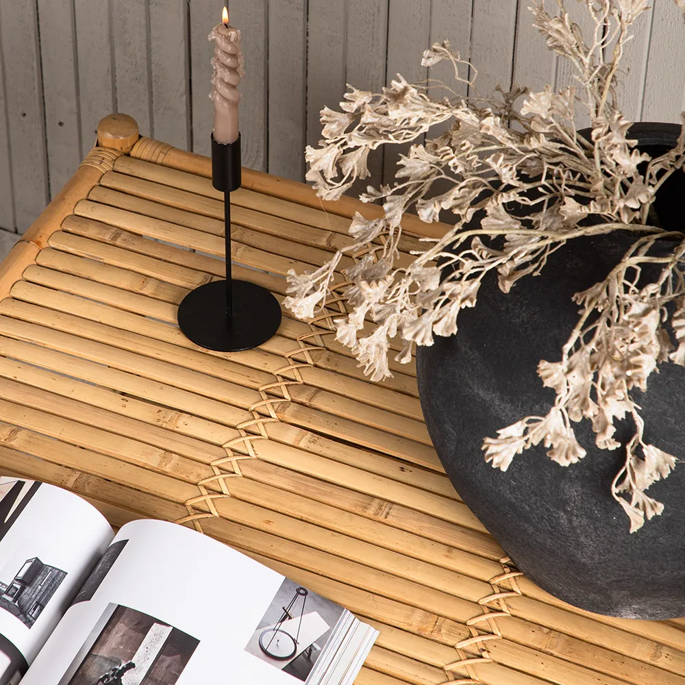 Cane soffbord 90x90 cm Bambu