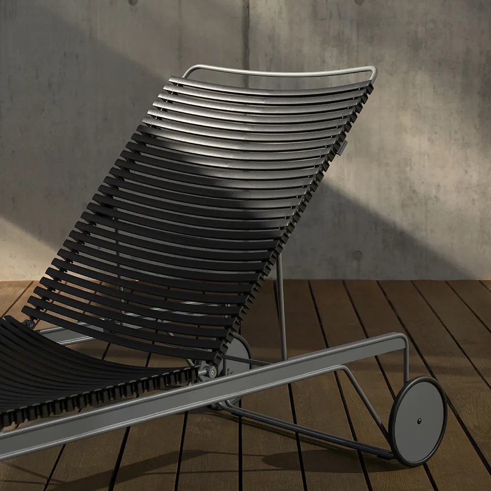 Click Adjustable chaise longue Olive green. Frame: Grey