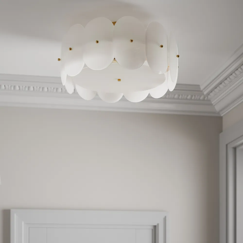 Omlott plafond Ø53cm mässing/vit