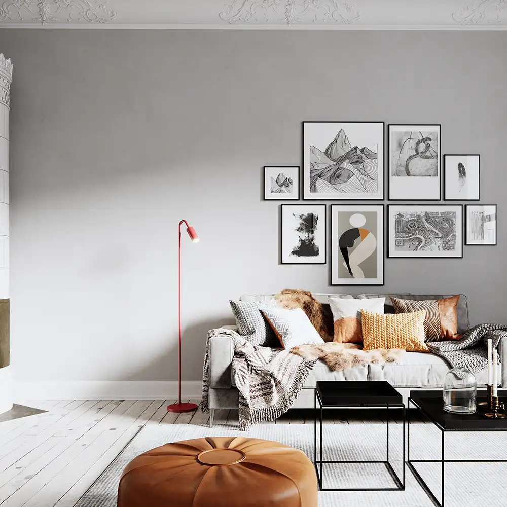 Curve Golvlampa Mörkröd