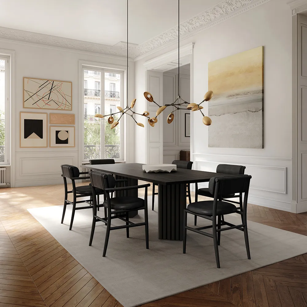 Nama Matstol - Coffee Black, Aniline leather black