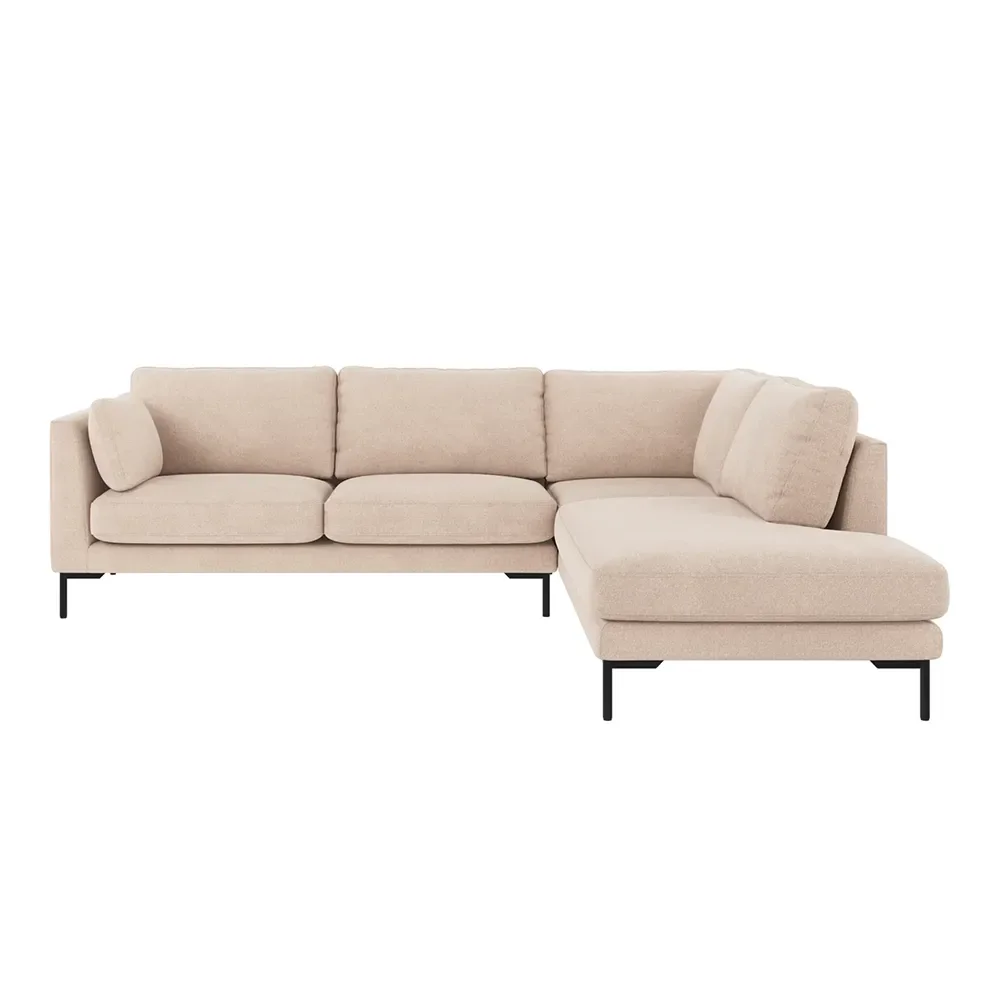 Corwin hörnsoffa 2,5+2,5-sits öppet avslut höger tyg Rita ljusbeige