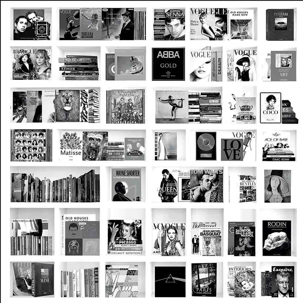 Väggdekoration Book Case Music White 100X100 Cm