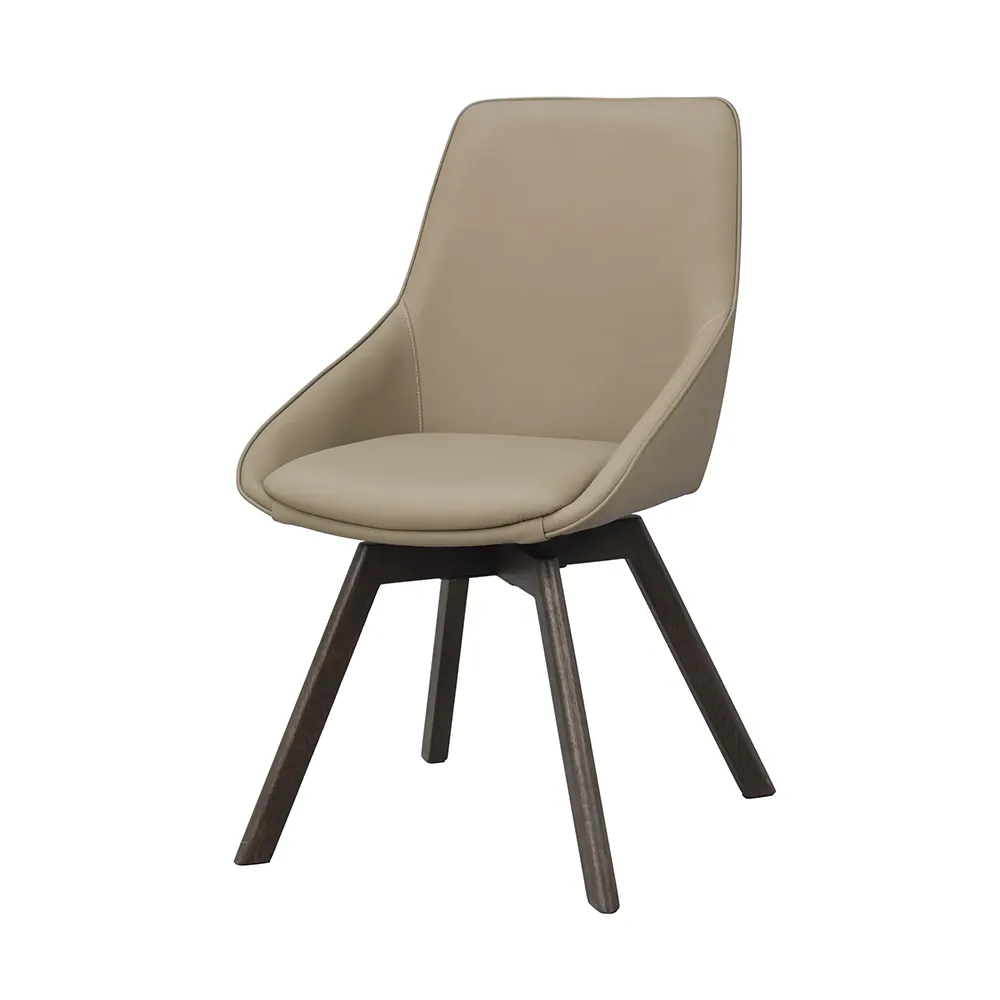 Alison stol beige läder/bruna ekben