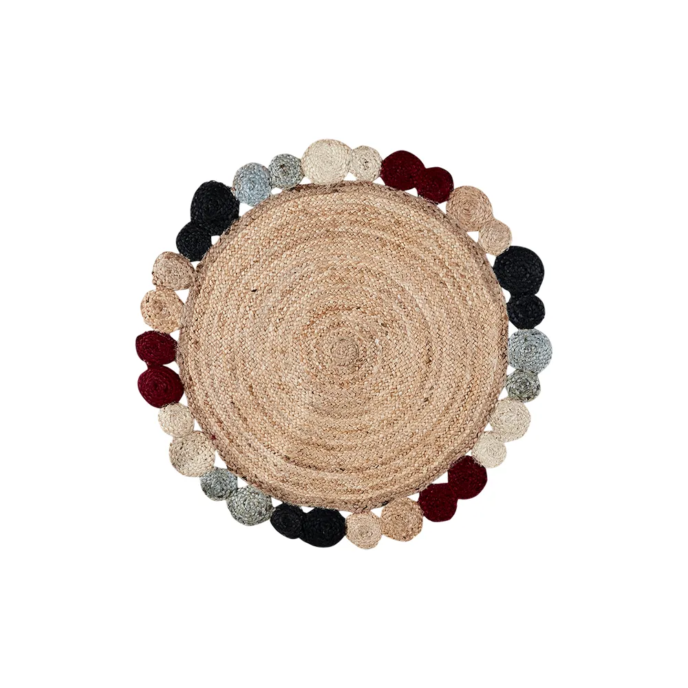 JUNI matta natur/flerfärgad Ø90 cm