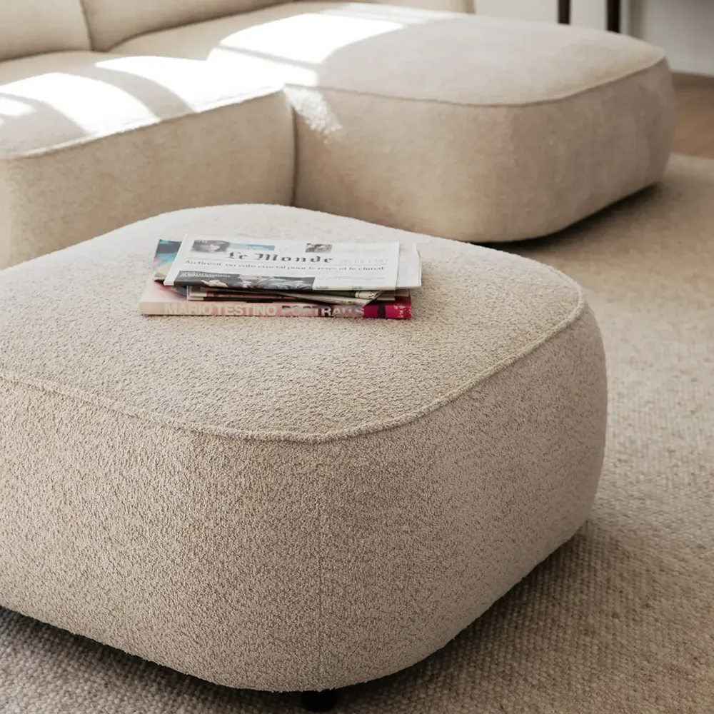 Norris fotpall ljusbeige tyg Anna ljusbeige 