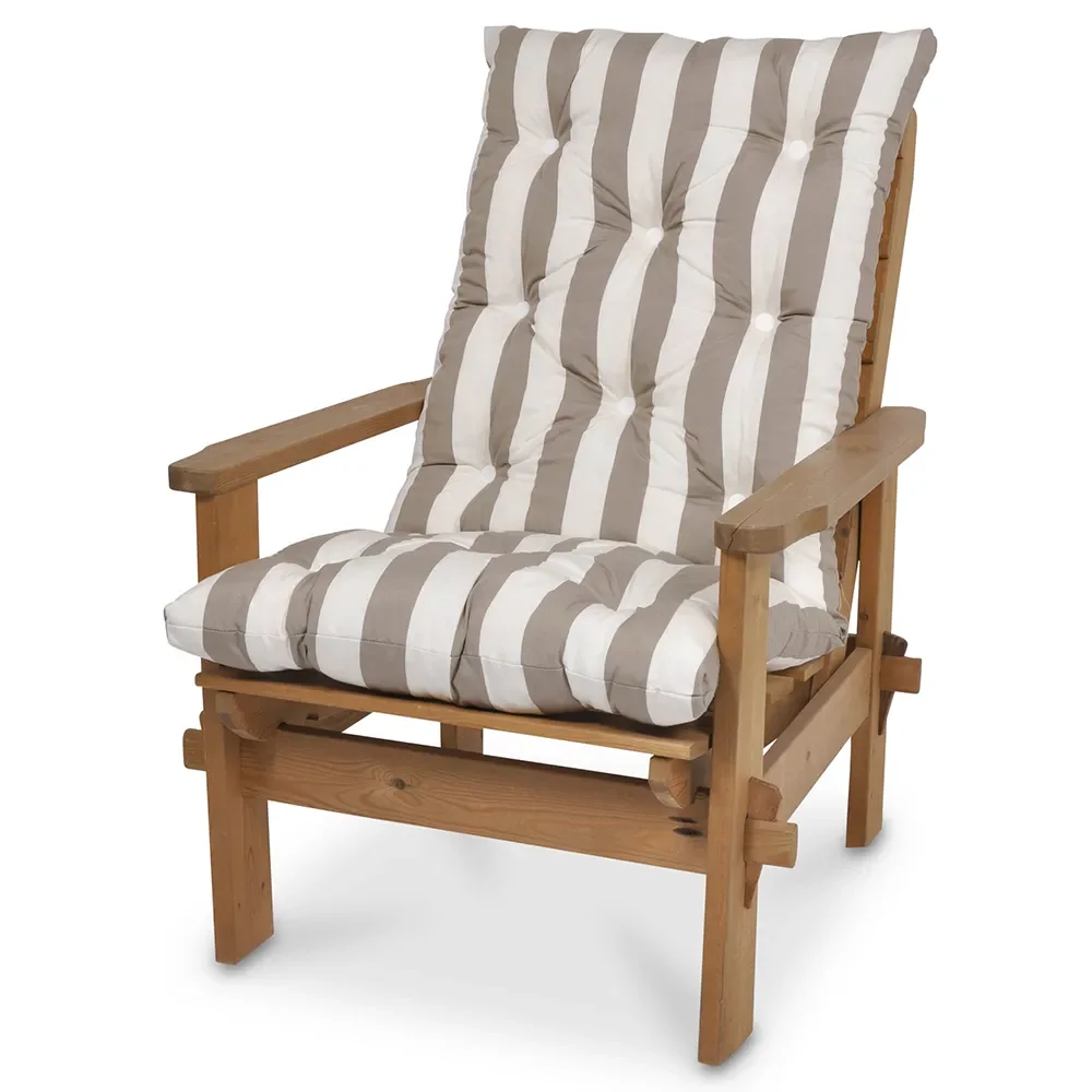 Högvik Hög flockdyna Taupe randig