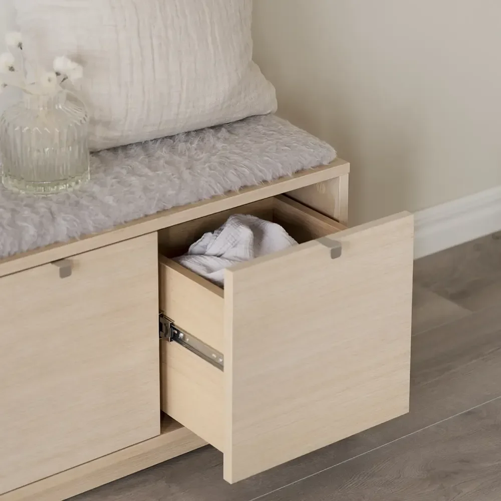 Confetti förvaringsbänk vitpigmenterad ek/fårskinnslook