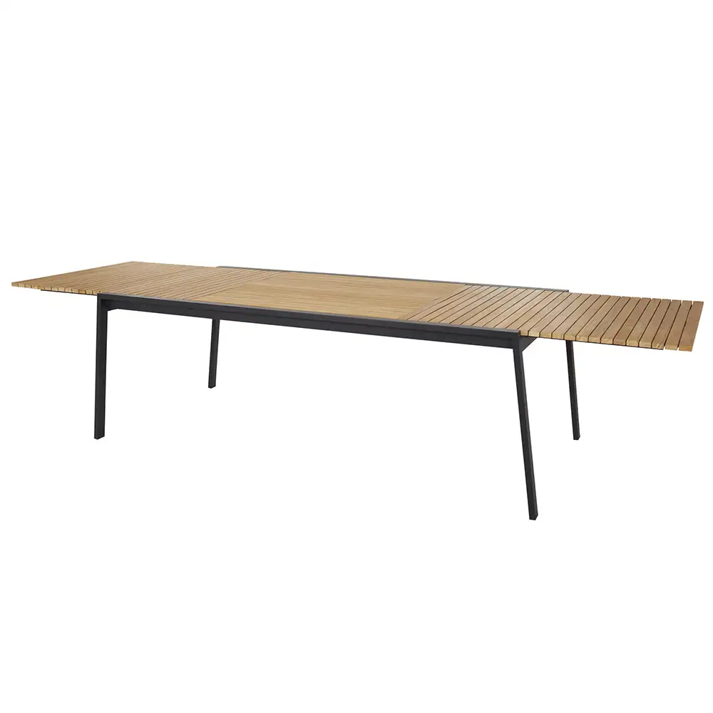 Naos matbord 100x220-320 cm svart/teak 