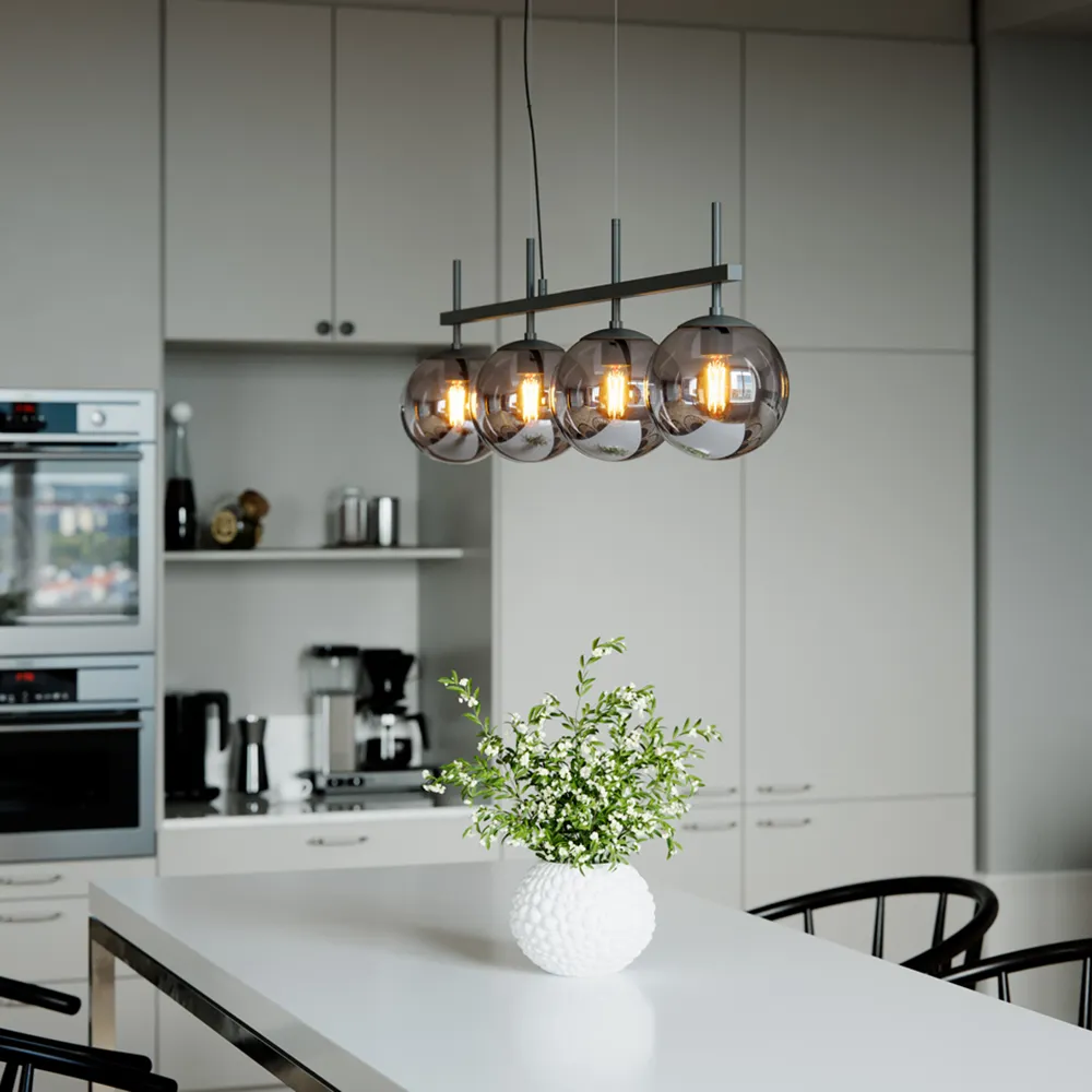 Boyle taklampa 4 lampor Rökgrå